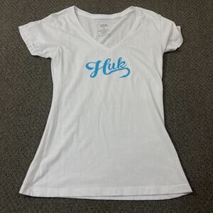 Huk Fishing Shirt Womens Size Small Short Sleeve T Tee V Neck White